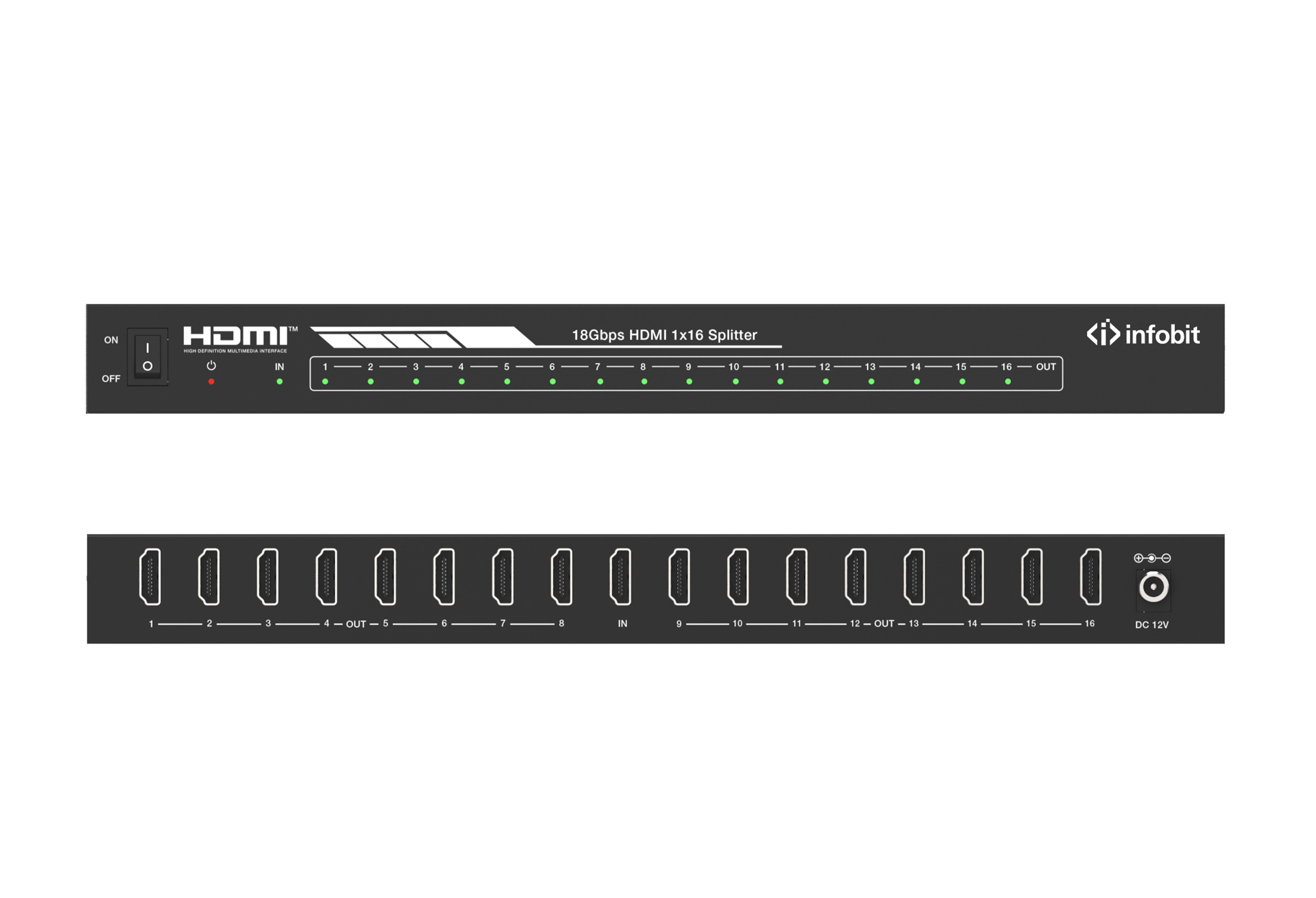 Сплиттер Infobit iSwitch 1016 4K60 1x16 HDMI splitter, HDR, smart EDID